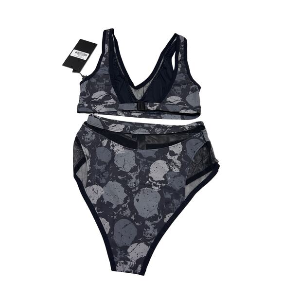 Killstar Tomb Lagoon Bikini Set XS Black Skull Gothic Pinup Vampy Rockabilly Emo - Picture 3 of 11